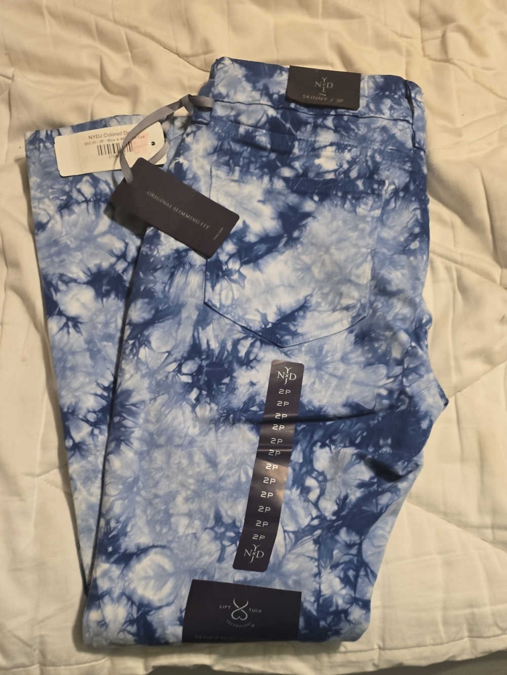 NWT NYDJ Blue Tie-Dye Slim Jeans Size 2P